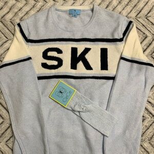 Lt Blue CeCe Sweater & Headband Set Ski Themed Medium Soft NWOT